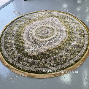 Восточный Ковер Для Гостиной Медальон Дизайн 30298 Зеленый круг