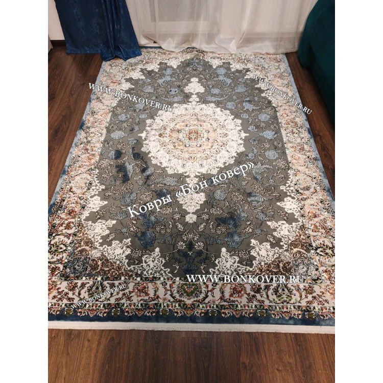 Турецкий Ковер Для Медальон Дизайн 30573 Синий